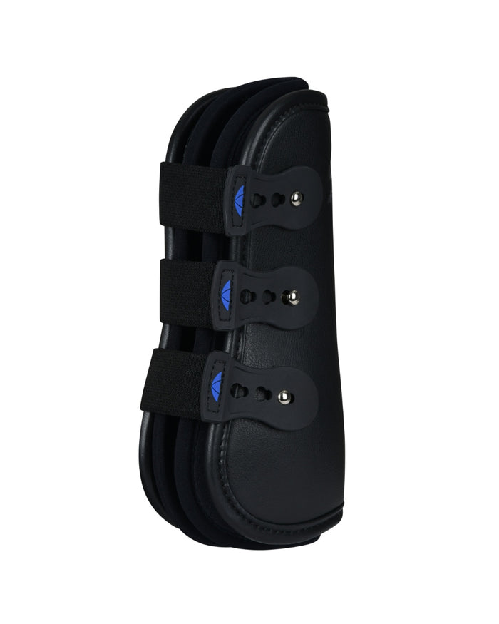 Black Coloured WeatherBeeta Tough-Tec Pro Open Front Boots on white background #colour_black