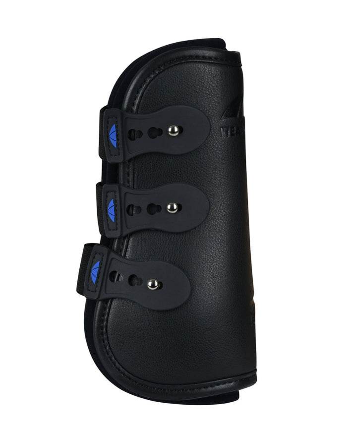 Black Coloured WeatherBeeta Tough-Tec Pro Open Front Boots on white background #colour_black