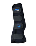 Black Blue Coloured WeatherBeeta Tough-Tec Turnout Boots on white background #colour_black-blue