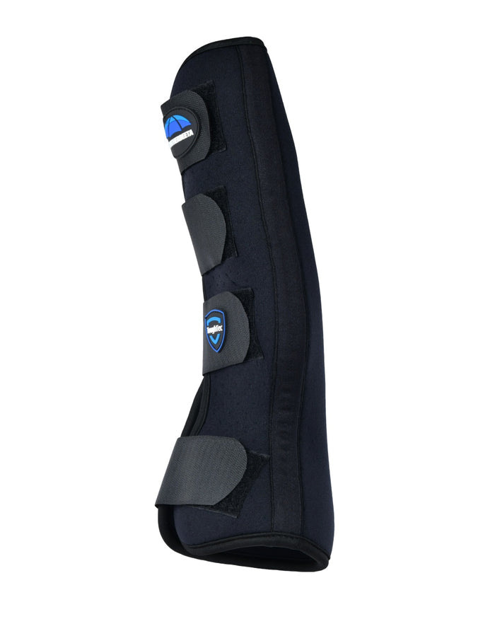 Black Blue Coloured WeatherBeeta Tough-Tec Turnout Boots on white background #colour_black-blue