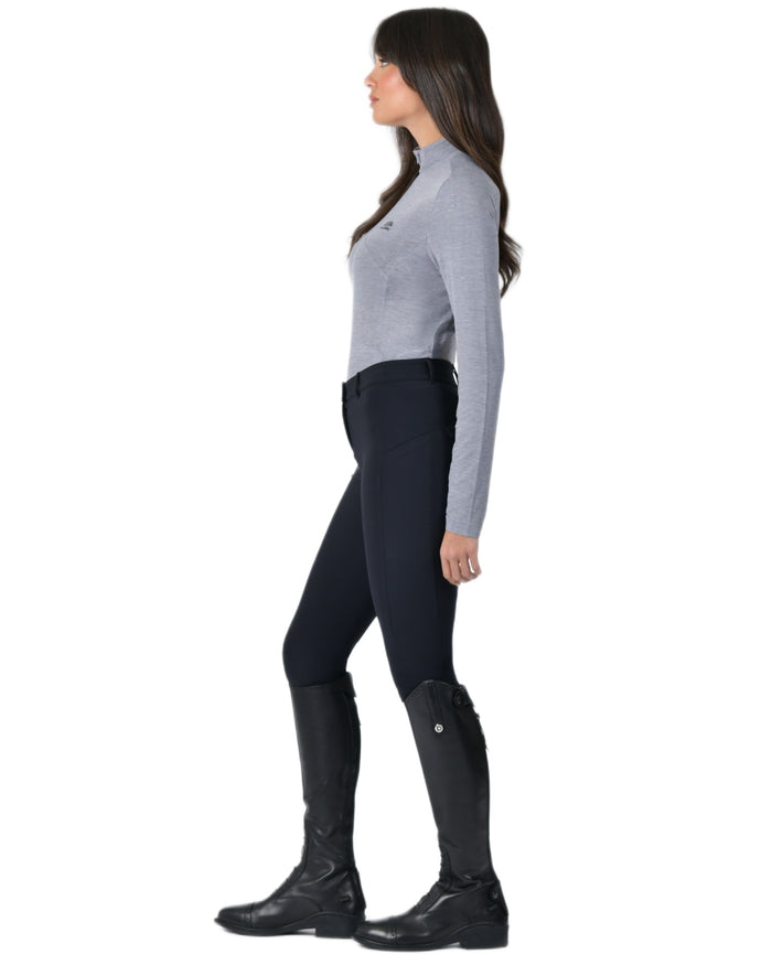 Navy coloured WeatherBeeta Womens 37.5 Lightweight Performance Long Sleeve Quarter Zip Top on white background #colour_navy