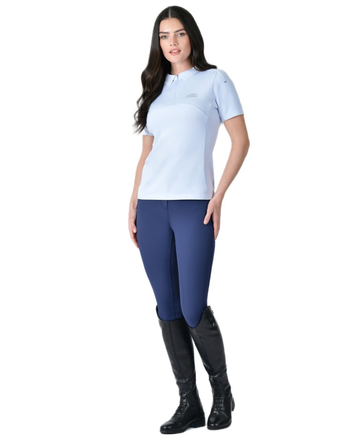 Mist Blue coloured WeatherBeeta Womens 37.5 Short Sleeve Performance Polo T-Shirt on white background #colour_mist-blue