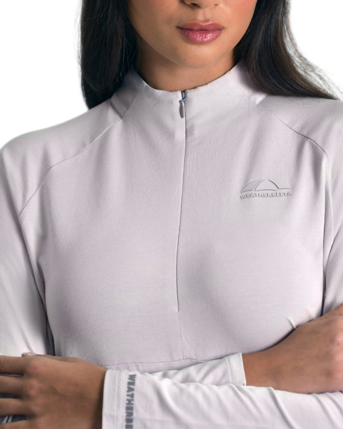 Lavender Mist coloured WeatherBeeta Womens Bamboo Long Sleeve Performance Base Layer on white background #colour_lavender-mist