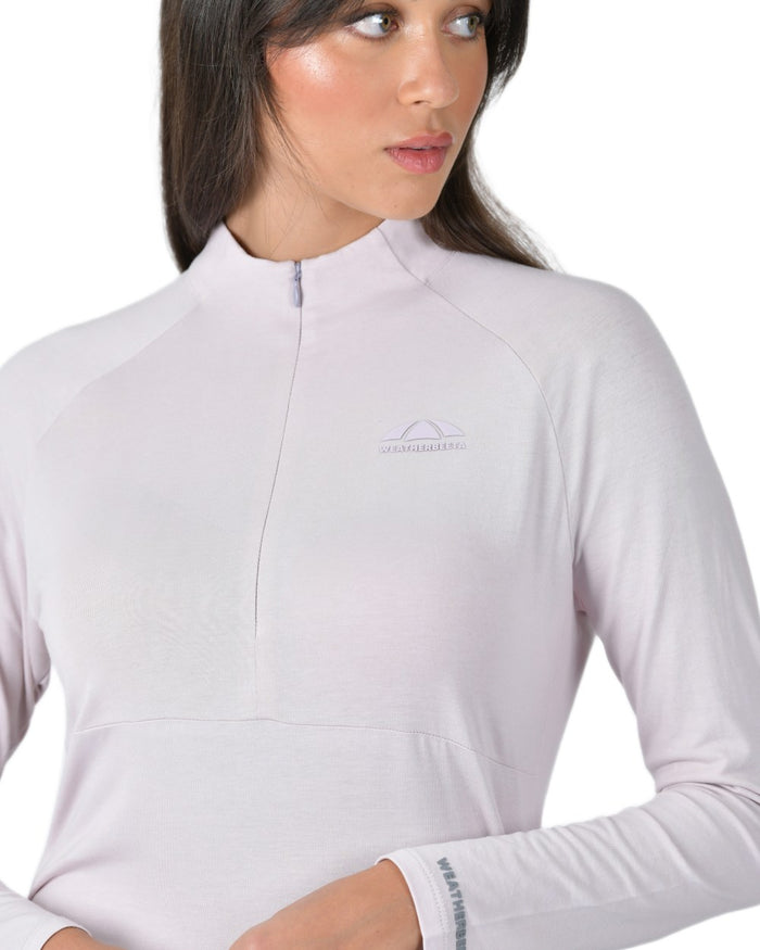 Lavender Mist coloured WeatherBeeta Womens Bamboo Long Sleeve Performance Base Layer on white background #colour_lavender-mist