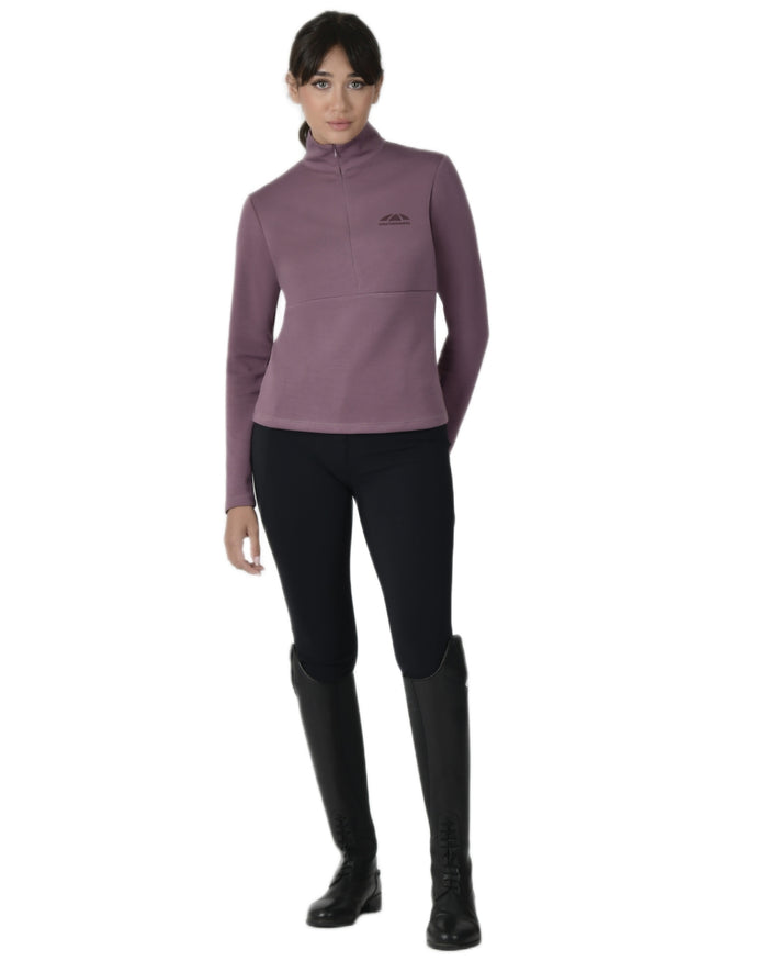 Mauve Wine Coloured WeatherBeeta Womens Copper Half Zip Long Sleeve Mid-Layer on white background #colour_mauve-wine
