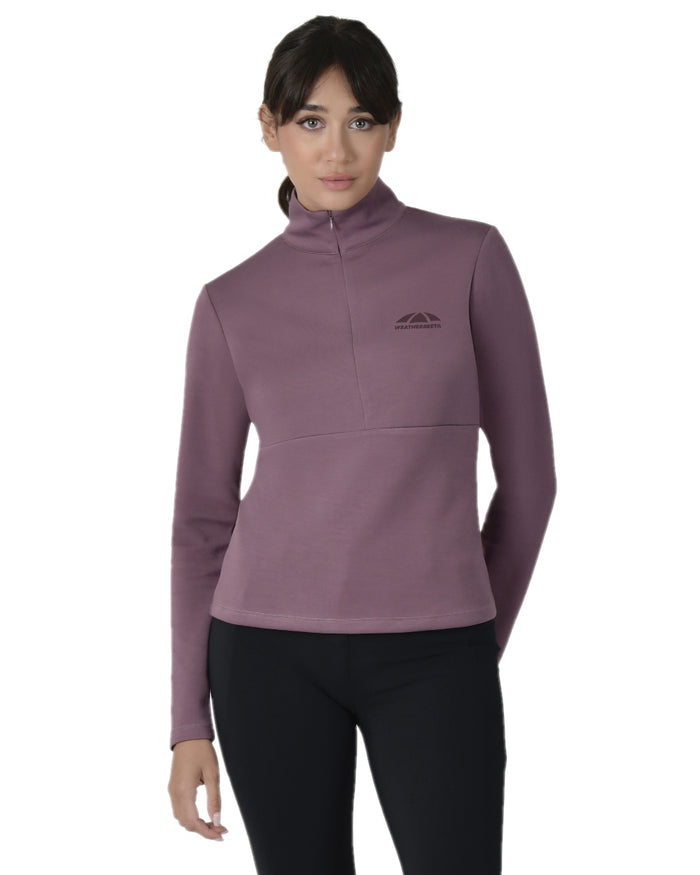 Mauve Wine Coloured WeatherBeeta Womens Copper Half Zip Long Sleeve Mid-Layer on white background #colour_mauve-wine