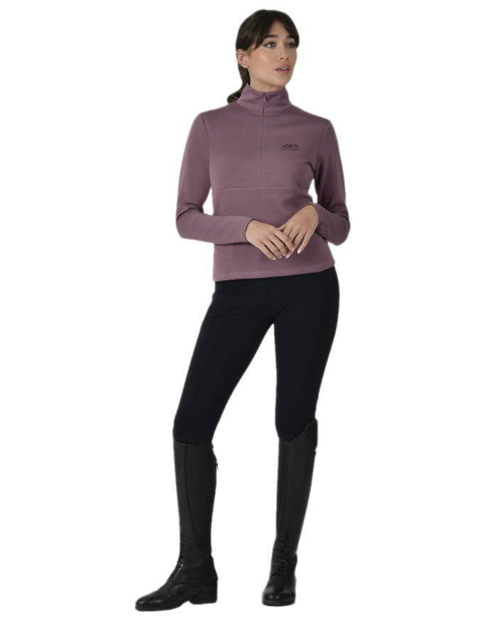 Mauve Wine Coloured WeatherBeeta Womens Copper Half Zip Long Sleeve Mid-Layer on white background #colour_mauve-wine