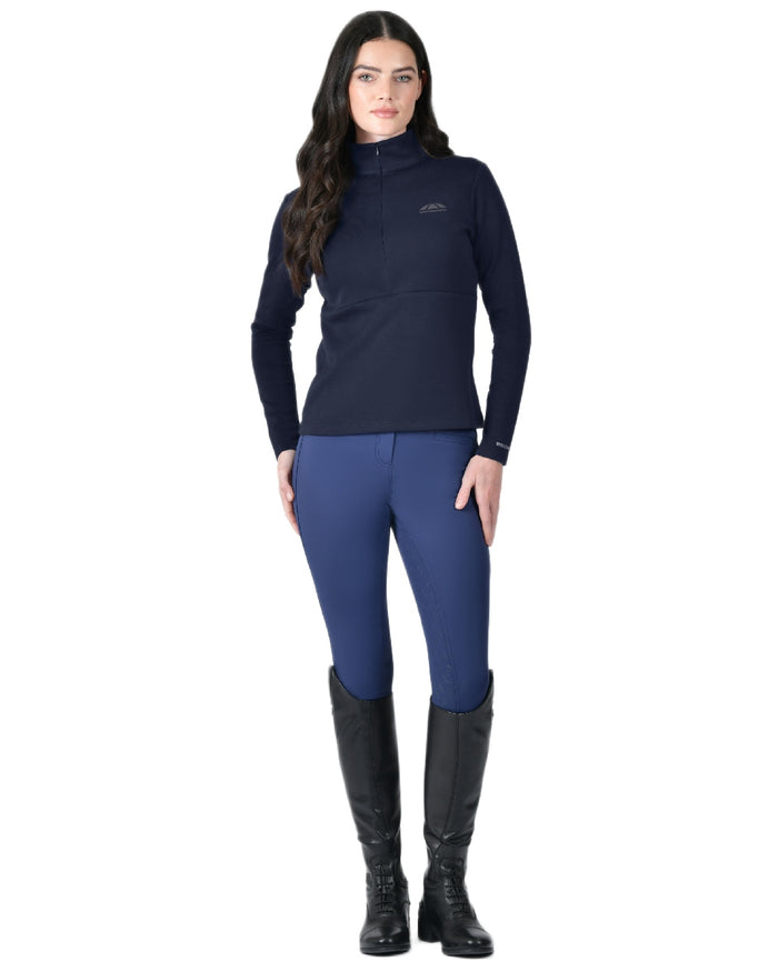 Navy Coloured WeatherBeeta Womens Copper Half Zip Long Sleeve Mid-Layer on white background #colour_navy