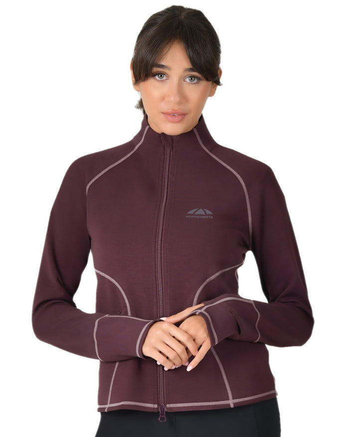 Mulberry Coloured WeatherBeeta Womens Copper Performance Jacket on white background #colour_mulberry
