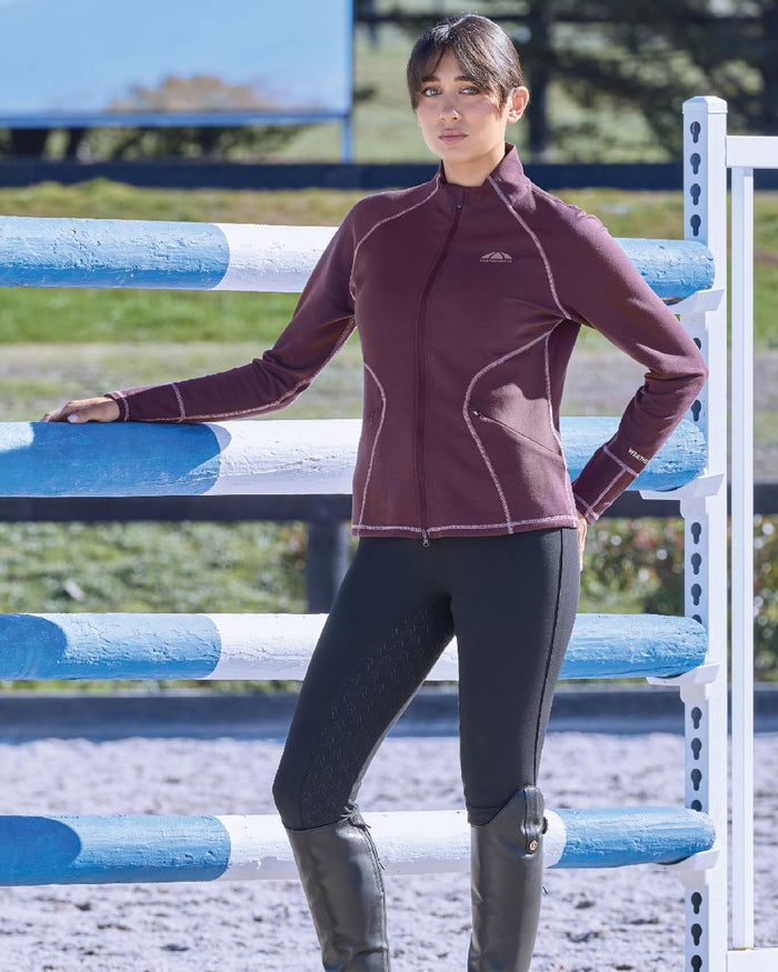Mulberry Coloured WeatherBeeta Womens Copper Performance Jacket on outdoor background #colour_mulberry