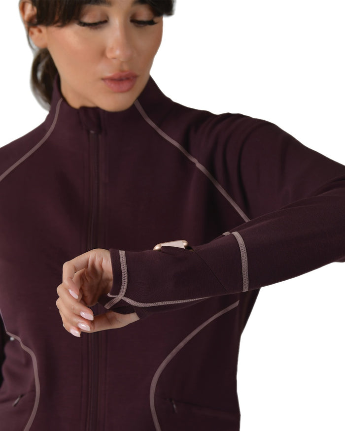 Mulberry Coloured WeatherBeeta Womens Copper Performance Jacket on white background #colour_mulberry