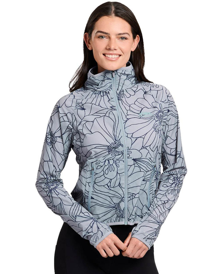 Bluestone coloured WeatherBeeta Womens Lightweight UV Jacket on white background #colour_bluestone