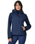 Navy coloured WeatherBeeta Womens Protect Waterproof Riding Jacket on white background #colour_navy