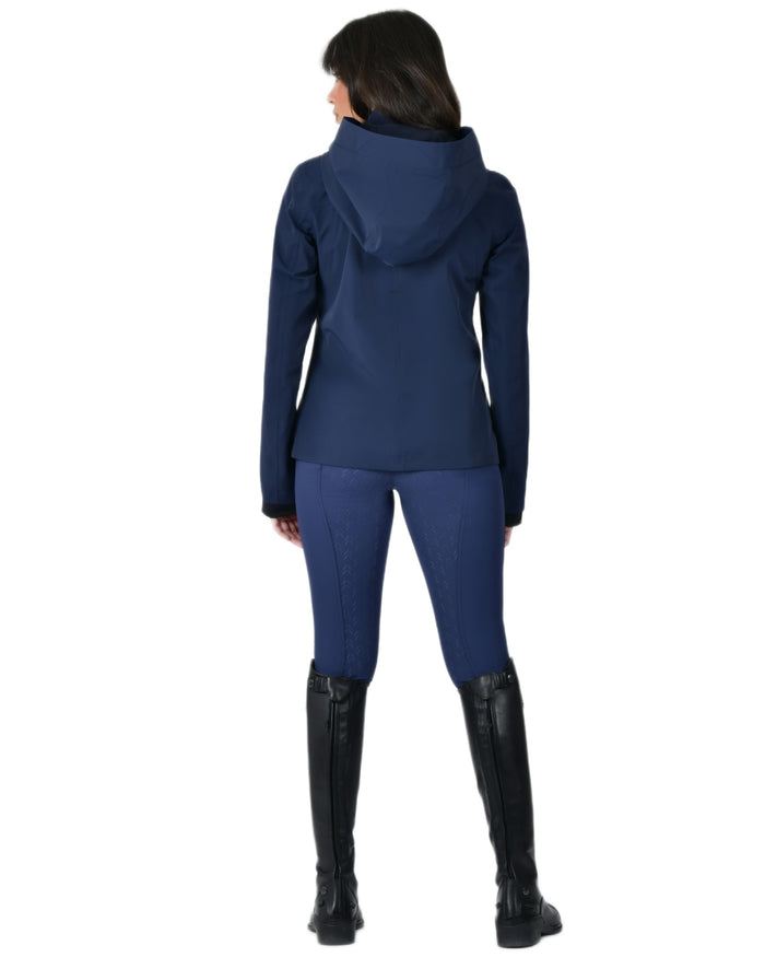 Navy coloured WeatherBeeta Womens Protect Waterproof Riding Jacket on white background #colour_navy