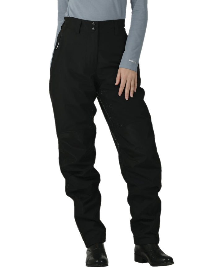 Black White Coloured WeatherBeeta Womens Rayne Waterproof Overtrousers II on white background #colour_black-white