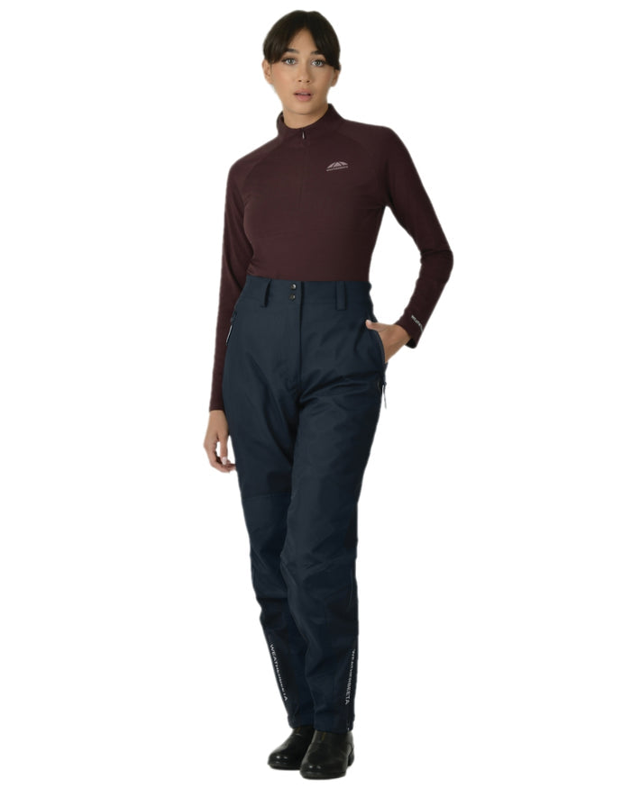 Navy White Coloured WeatherBeeta Womens Rayne Waterproof Overtrousers II on white background #colour_navy-white
