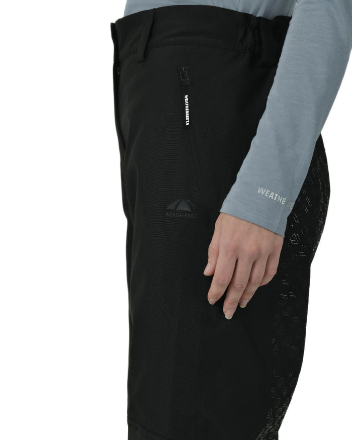 Black White Coloured WeatherBeeta Womens Rayne Waterproof Overtrousers II on white background #colour_black-white