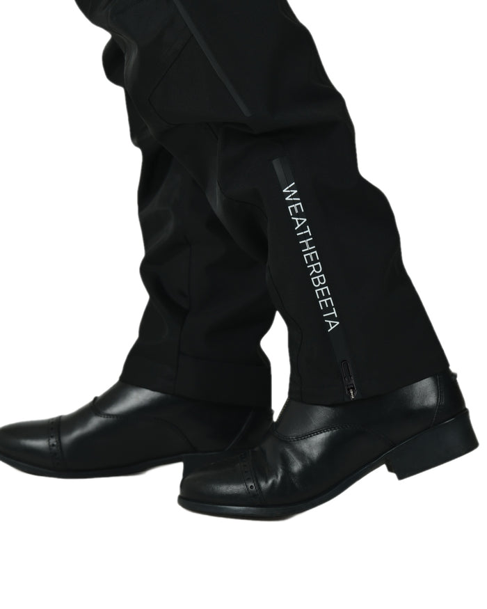 Black White Coloured WeatherBeeta Womens Rayne Waterproof Overtrousers II on white background #colour_black-white