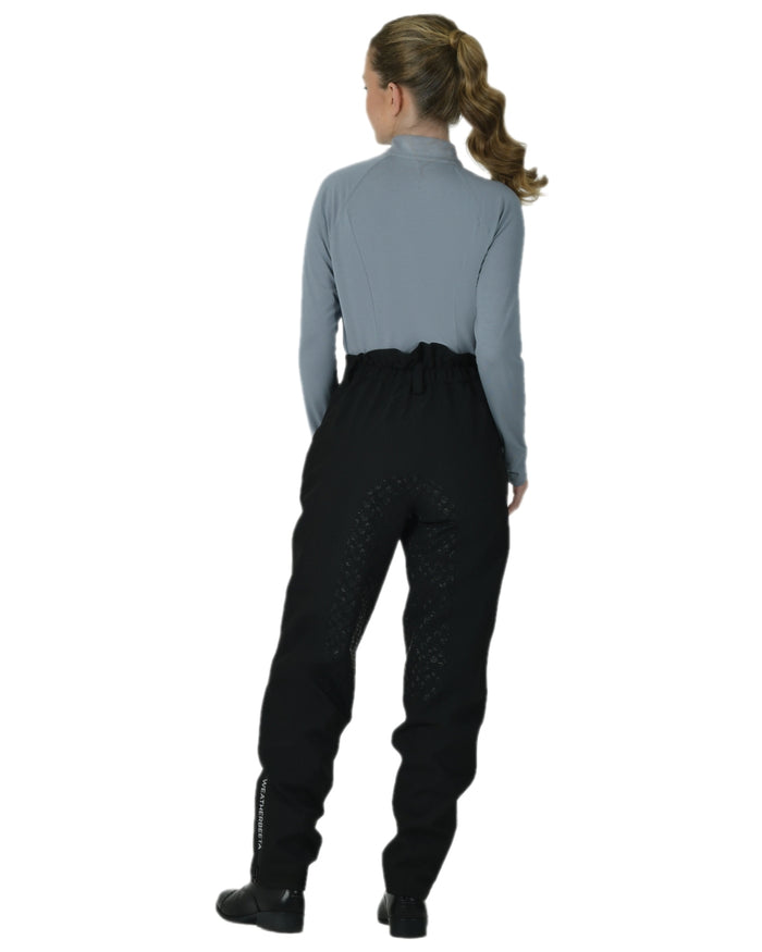 Black White Coloured WeatherBeeta Womens Rayne Waterproof Overtrousers II on white background #colour_black-white