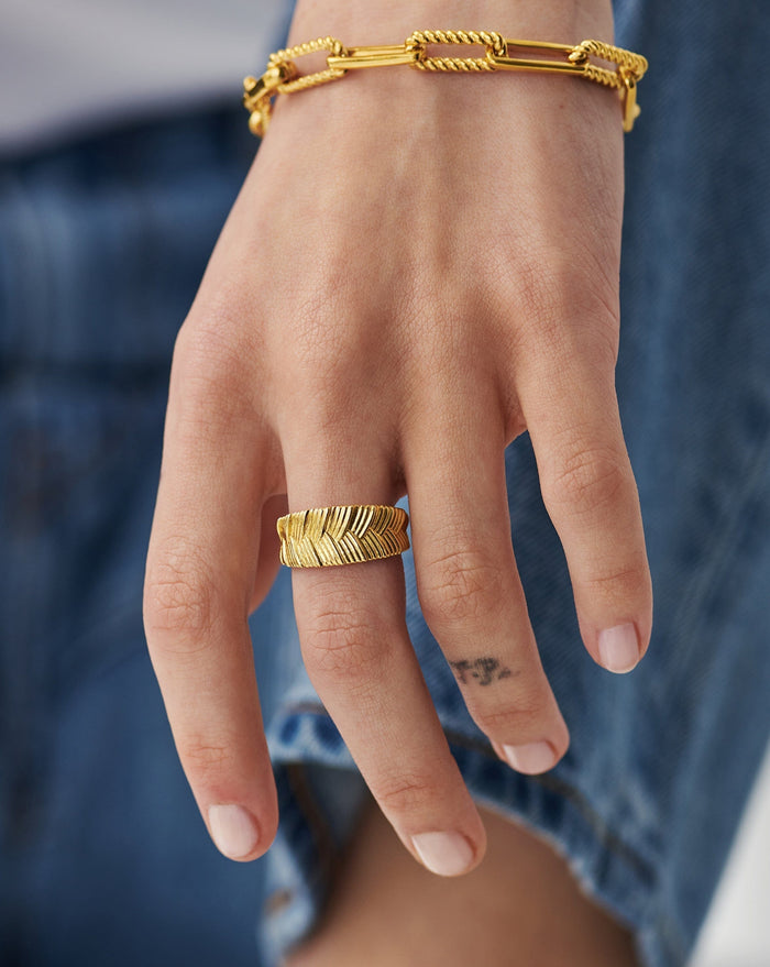 Wide Braid Ring | 18ct Gold Plated Rings Missoma