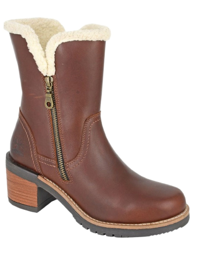 Brown Coloured Woodland Womens Twin Zip Warm Lined Ankle Boots on White Background
#colour_brown