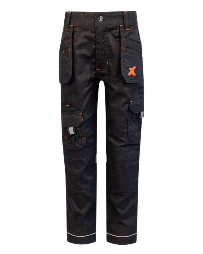 Black Coloured Xpert Children Pro Stretch Work Trousers on White Background
#colour_black