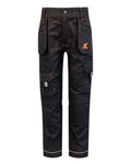 Black Coloured Xpert Children Pro Stretch Work Trousers on White Background
#colour_black