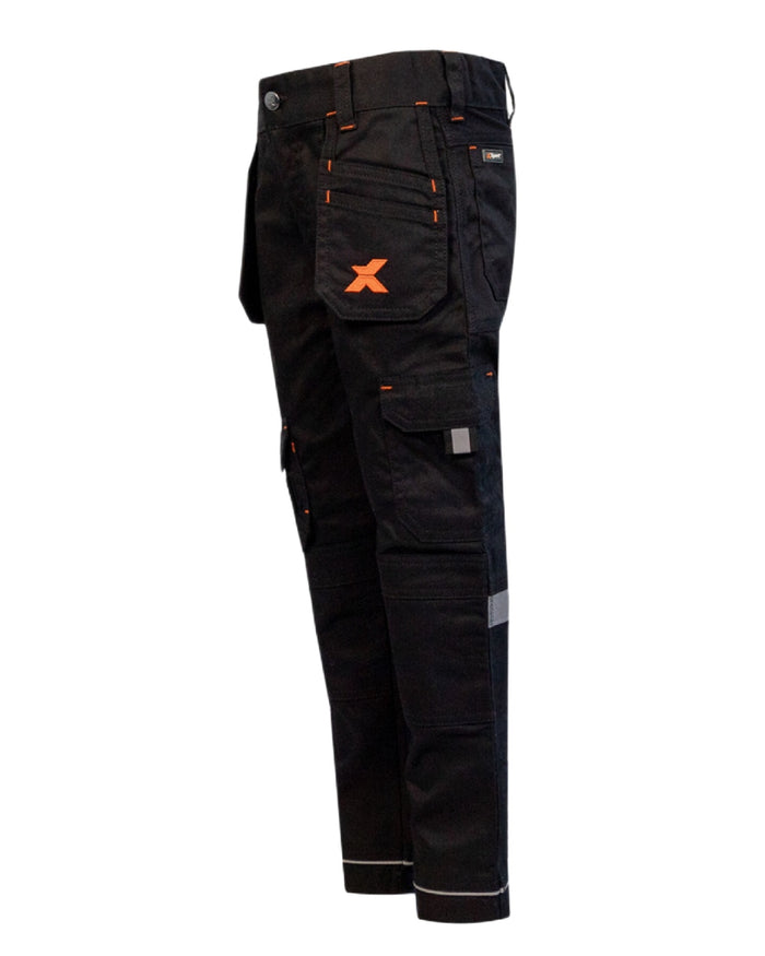 Black Coloured Xpert Children Pro Stretch Work Trousers on White Background
#colour_black