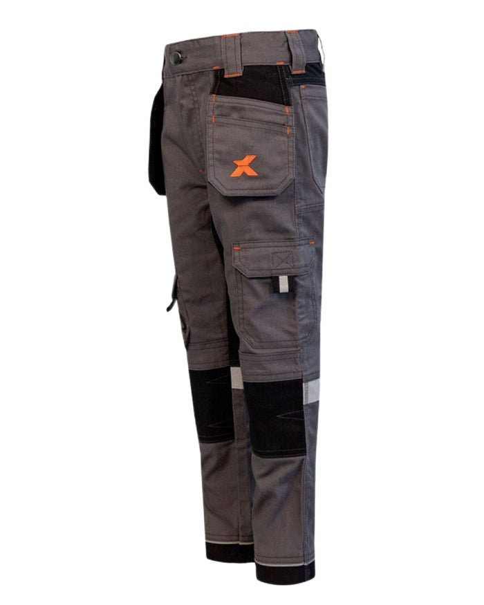 Grey Coloured Xpert Children Pro Stretch Work Trousers on White Background
#colour_grey