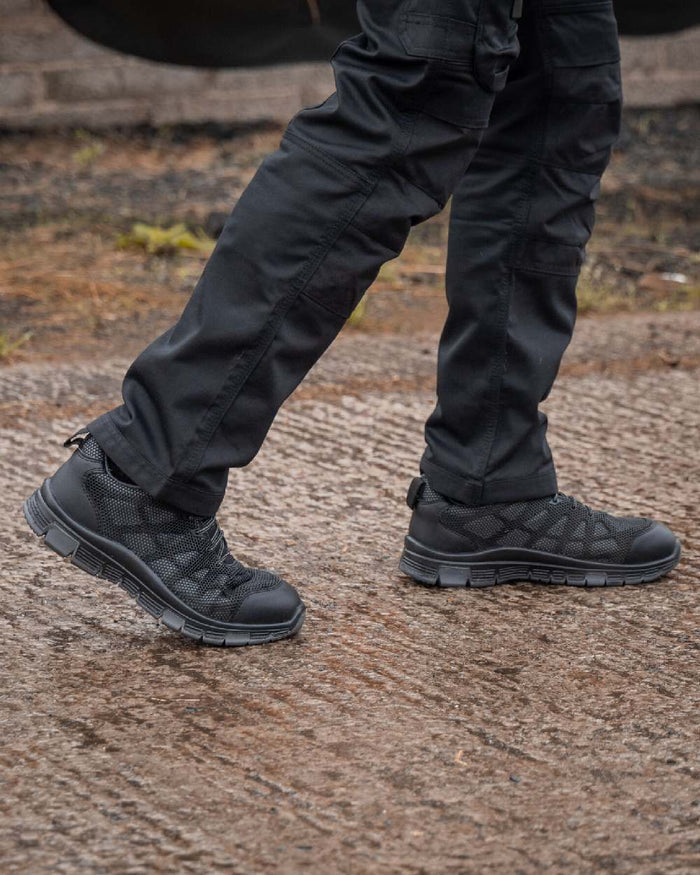 Black Grey Coloured Xpert Mens Charge S3L Safety Trainers on Outdoor Background
#colour_black-grey