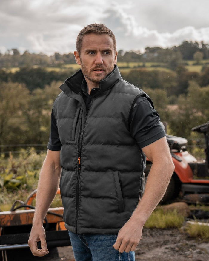 Grey Coloured Xpert Mens Core Padded Work Bodywarmer on Outdoor Background
#colour_grey