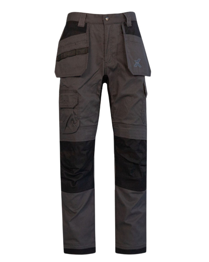 Grey Black Coloured Xpert Mens Core Stretch Work Trousers on White Background
#colour_grey-black