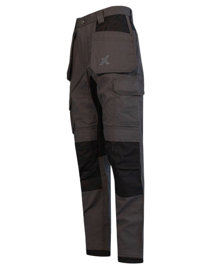 Grey Black Coloured Xpert Mens Core Stretch Work Trousers on Outdoor Background
#colour_grey-black