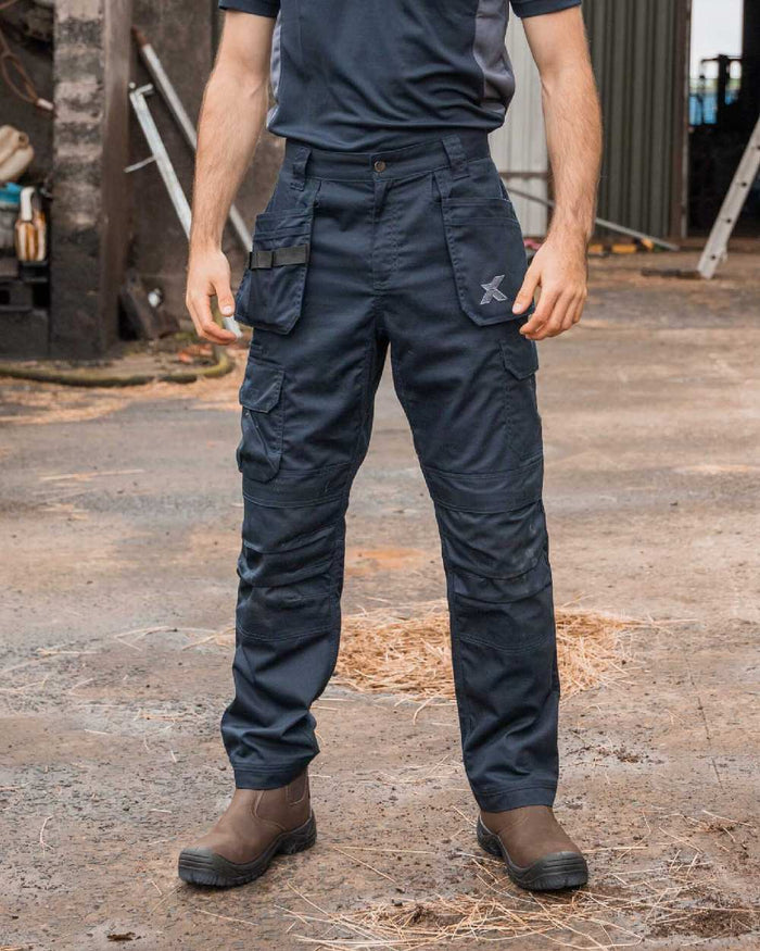 Navy Coloured Xpert Mens Core Work Trousers on Outdoor Background
#colour_navy