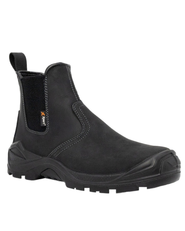 Black Coloured Xpert Mens Defiant S3 Safety Dealer Boots on White Background
#colour_black