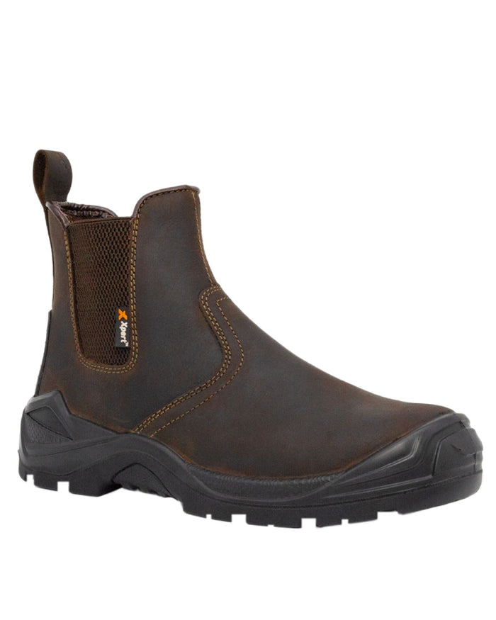Brown Coloured Xpert Mens Defiant S3 Safety Dealer Boots on White Background
#colour_brown