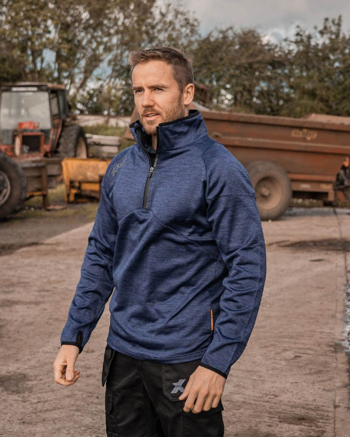 Navy Coloured Xpert Mens Pro Half Zip Tech Fleece on Outdoor Background
#colour_navy