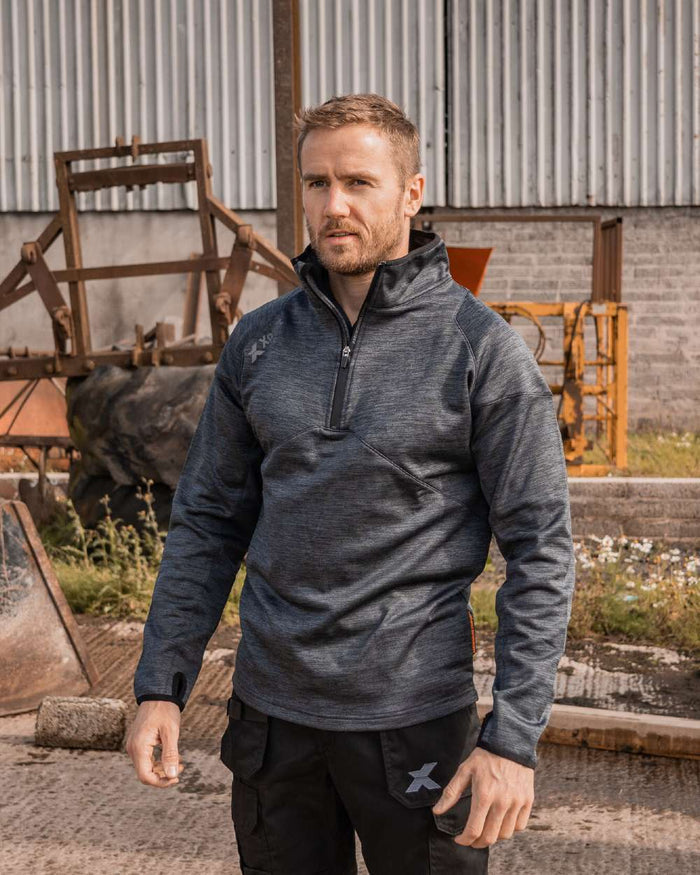 Grey Coloured Xpert Mens Pro Half Zip Tech Fleece on Outdoor Background
#colour_grey