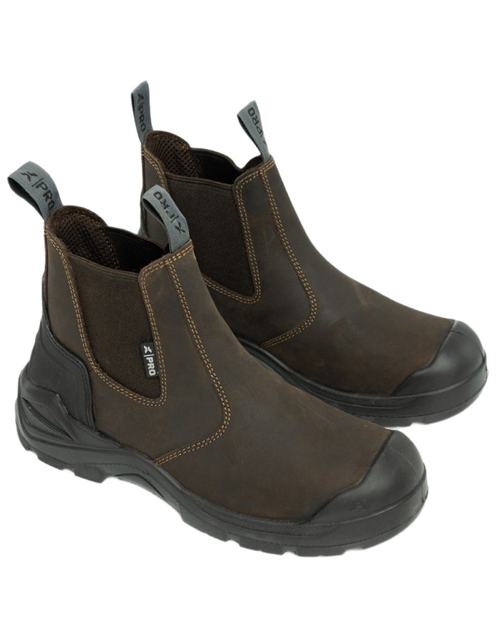 Brown Coloured Xpert Mens Pro Hutton S3L Safety Dealer Boots on White Background
#colour_brown