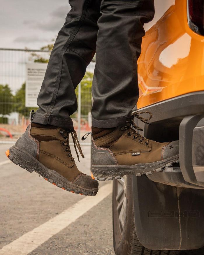 Brown Coloured Xpert Mens Pro Raptor Waterproof Safety Boots on Outdoor Background
#colour_brown