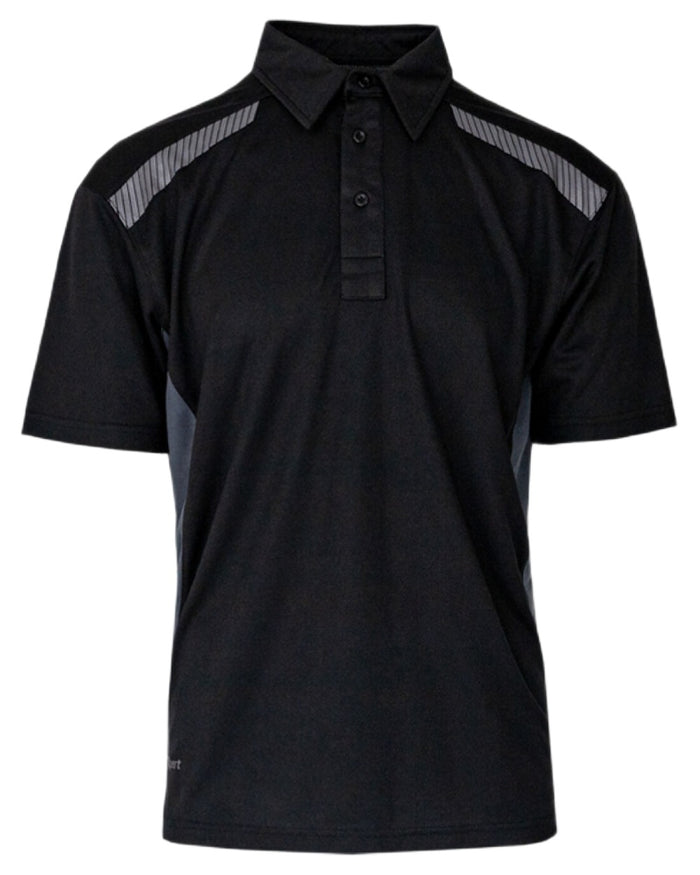 Black Grey Coloured Xpert Mens Pro Stretch Polo Shirt on White Background
#colour_black-grey