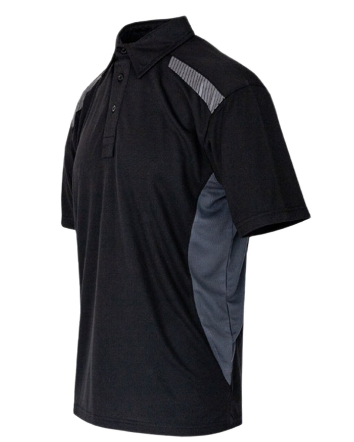 Black Grey Coloured Xpert Mens Pro Stretch Polo Shirt on White Background
#colour_black-grey