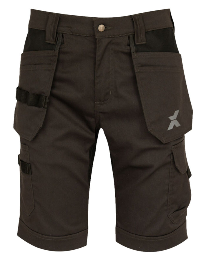 Grey Black Coloured Xpert Mens Pro Stretch Work Shorts on White Background
#colour_grey-black