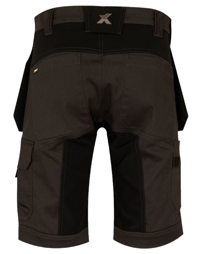 Grey Black Coloured Xpert Mens Pro Stretch Work Shorts on White Background
#colour_grey-black