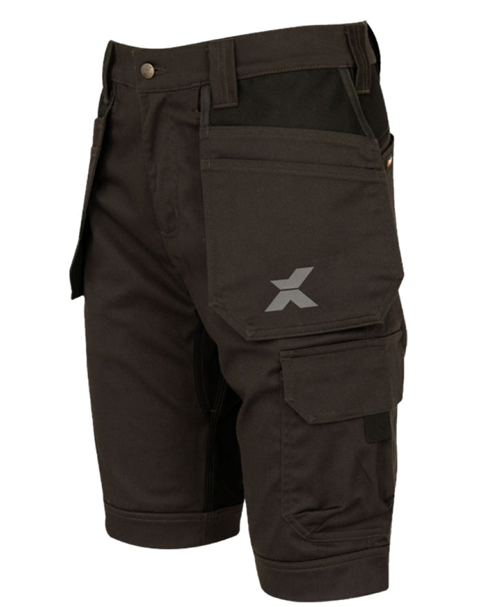 Grey Black Coloured Xpert Mens Pro Stretch Work Shorts on White Background
#colour_grey-black