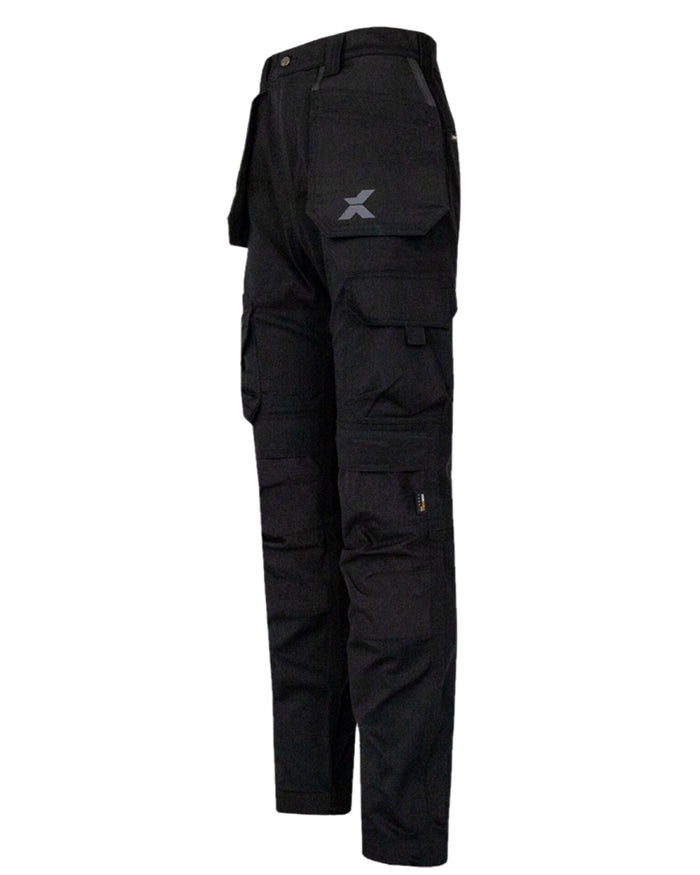 Black Coloured Xpert Mens Pro Stretch Work Trousers on White Background
#colour_black