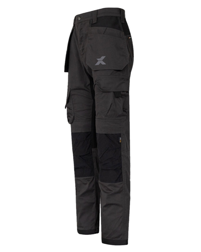 Grey Black Coloured Xpert Mens Pro Stretch Work Trousers on White Background
#colour_grey-black