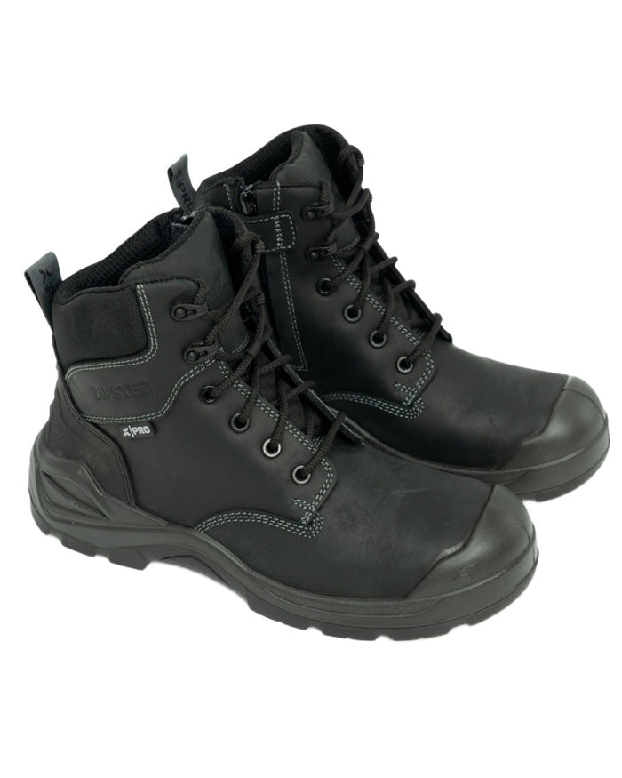 Black Coloured Xpert Mens Pro Zipster Safety Zip-Side Boots on White Background
#colour_black
