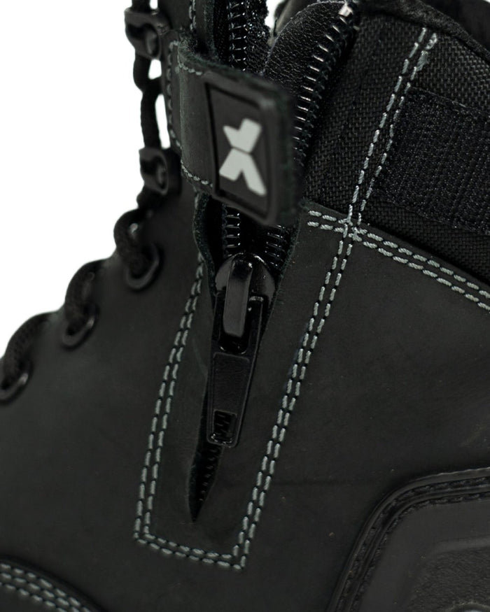 Black Coloured Xpert Mens Pro Zipster Safety Zip-Side Boots on White Background
#colour_black