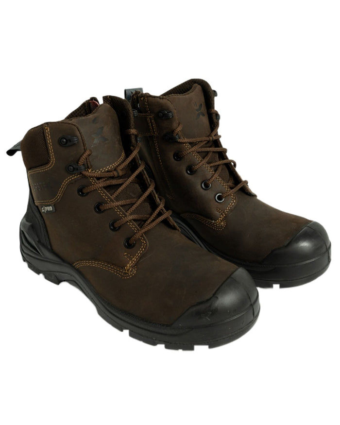 Brown Coloured Xpert Mens Pro Zipster Safety Zip-Side Boots on White Background
#colour_brown
